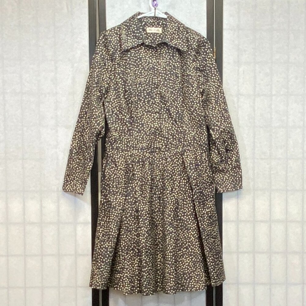 Moss & Spy Black White Floral Dot Pleated Skirt Midi Dress Concealed Button 12